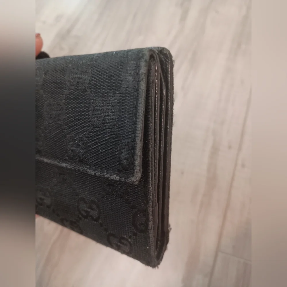 Gucci Authentic Men Eclipse Long Wallet GG Canvas Leather Black Made in Italy